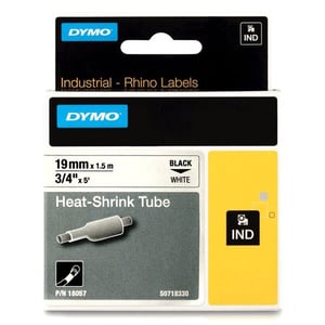 Afbeelding van DYMO S0718330 / 18057 IND Rhino tape krimpkous zwart op wit 19mm (origineel)