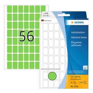 Afbeelding van Herma 2345 multifunctionele etiketten | 12 x 18 mm | groen | 1792 etiketten