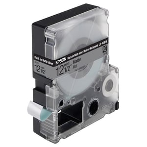 Afbeelding van Epson LC-4SBE9 tape zwart op mat zilver 12 mm (9m)