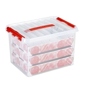 Afbeelding van Sunware Q-line opbergdoos voor kerstversiering | transparant | 22 liter | 60 kerstballen (tweede kans)
