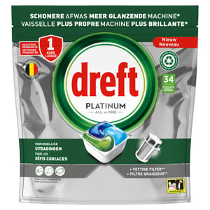 Afbeelding van Dreft All-in-One Platinum Vaatwastabletten | Original | 34 stuks