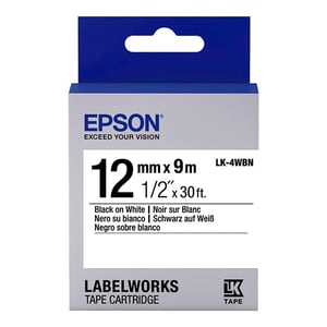 Afbeelding van Epson LK-4WBN standard tape zwart op wit 12mm (origineel)
