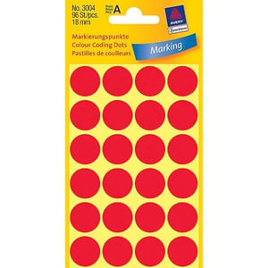 Afbeelding van Avery zweckform 3004 markeringspunten | 18 mm | rood | 96 etiketten