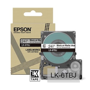 Afbeelding van Epson LK-6TBJ matte tape zwart op transparant 24 mm (origineel)