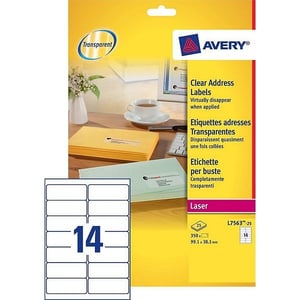 Afbeelding van Avery Zweckform L7563-25 transparante etiketten | 99,1 mm x 38,1 mm | 350 etiketten