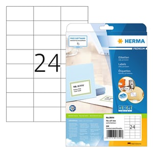 Afbeelding van Herma Premium 8644 permanent hechtende etiketten | A4 | 70 x 37 mm | wit | 240 etiketten