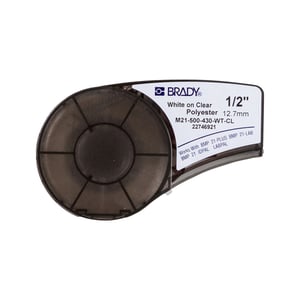 Afbeelding van Brady M21-500-430-WT-CL tape polyester | wit op transparant | 12,7mm x 6,40m