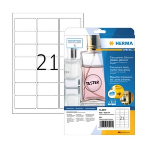 Afbeelding van Herma 8017 transparante etiketten | A4 | 63,5 x 38,1 mm | glashelder | 525 etiketten