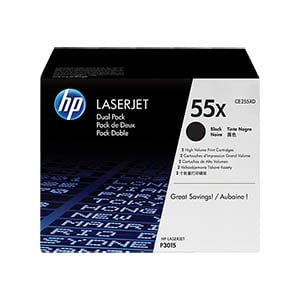 Afbeelding van HP 55XD (CE255XD) toner cartridge zwart hoge capaciteit 2 stuks (origineel)