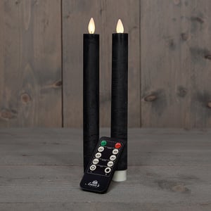 Afbeelding van Anna Collection Led Dinerkaars | 23 cm | zwart | bewegende vlam | 2 stuks