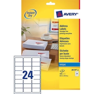 Afbeelding van Avery Zweckform J8159-25 adresetiketten | 63,5 mm x 33,9 mm | 600 etiketten