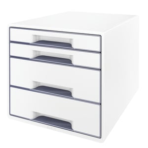 Afbeelding van Leitz 5213 WOW ladeblok | kunststof | metallic wit/grijs | 4 lades