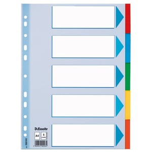 Afbeelding van Esselte 100191 A4 tabbladen | gekleurd karton | 5 tabs | 11-gaats
