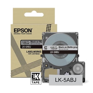 Afbeelding van Epson LK-5ABJ matte tape zwart op lichtgrijs 18 mm (origineel)