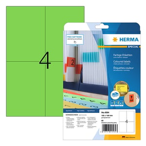 Afbeelding van Herma 4564 verwijderbare etiketten | A4 | 105 x 148 mm | groen | 80 etiketten