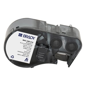 Afbeelding van Brady M4C-250-414 polyester klitmateriaal labels zwart op wit | 6,35 mm x 3,66 m (origineel)