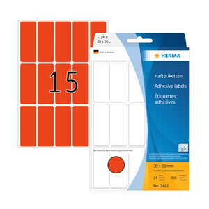 Afbeelding van Herma 2416 multifunctionele etiketten | 20 x 50 mm | fluorrood | 360 etiketten