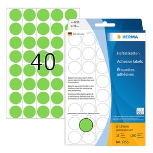 Afbeelding van Herma 2255 multifunctionele etiketten | 19 mm | groen | 1280 etiketten