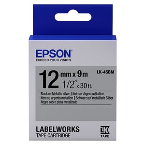 Afbeelding van Epson LK-4SBM tape zwart op metallic zilver 12mm (origineel)