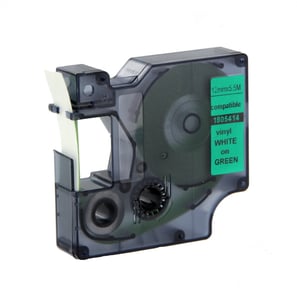Afbeelding van DYMO 1805414 IND Rhino tape vinyl wit op groen 12mm (huismerk)