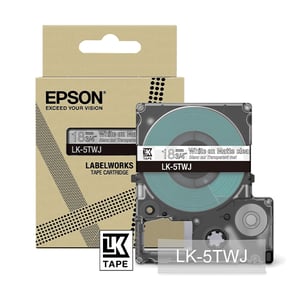 Afbeelding van Epson LK-5TWJ matte tape wit op transparant 18 mm (origineel)