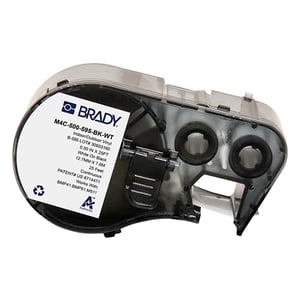 Afbeelding van Brady M4C-500-595-BK-WT vinyl labels wit op zwart | 12,70 mm x 7,62 m (origineel)