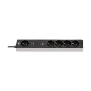 Afbeelding van Brennenstuhl 1159780615 stekkerdoos | 5 stopcontacten | USB-A/USB-C poorten | met schakelaar | 1.5 meter | zwart/grijs
