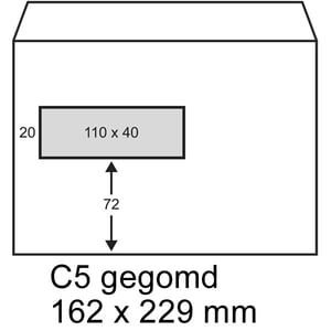 Afbeelding van Raadhuis dienstenvelop | gegomd | C5 | venster links | 162mm x 229mm | 500 stuks