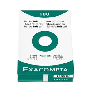 Afbeelding van Exacompta 13801X systeemkaart | gelinieerd | wit | 75 x 125 mm | 100 stuks