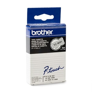 Afbeelding van Brother TC-M91 tape zwart op transparant 9mm x 7,7m (origineel)
