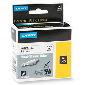 Afbeelding van DYMO 1805443 IND Rhino tape krimpkous zwart op wit 24mm (origineel)