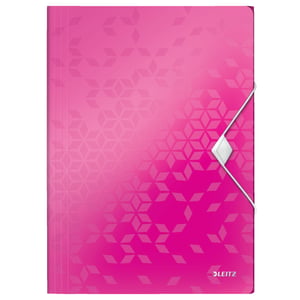 Afbeelding van Leitz 45990023 WOW 3-klepsmap | A4 | polypropyleen | roze metallic