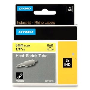 Afbeelding van DYMO S0718270 / 18052 IND Rhino tape krimpkous zwart op geel 6mm (origineel)