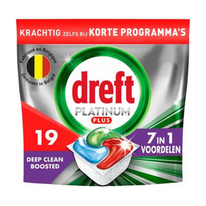 Afbeelding van Dreft Platinum Plus All In One Vaatwastabletten | Deep Clean Boosted | 19 stuks