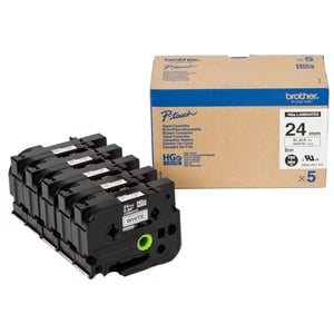 Afbeelding van Brother HGe-251V5 hoge resolutie tape zwart op wit 24mm x 8m 5 stuks (origineel)
