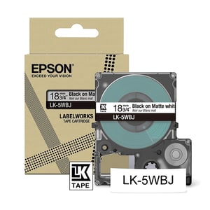 Afbeelding van Epson LK-5WBJ matte tape zwart op wit 18 mm (origineel)