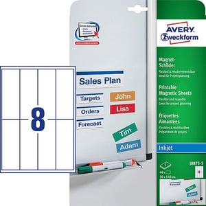 Afbeelding van Avery Zweckform J8875-5 magneetetiketten | wit | 50 mm x 140 mm | 40 etiketten