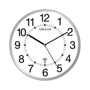 Afbeelding van Unilux radiogestuurde wandklok | kunststof | zilver & zwart | 30 cm