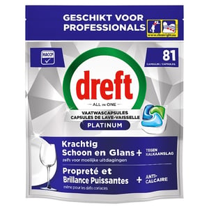 Afbeelding van Dreft Professional All-in-One Platinum vaatwastabletten | Regular | 81 tabs