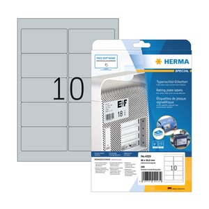 Afbeelding van Herma 4223 typeplaatje etiketten | A4 | 96 x 50,8 mm | zilver | 250 etiketten