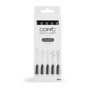 Afbeelding van Copic Multiliner finelinerset | zwart | 0,05 - 0,8 mm | 5 stuks