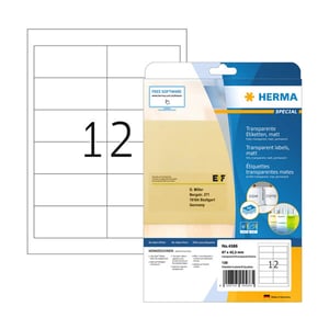 Afbeelding van Herma 4586 matte etiketten | A4 | 97 x 42,3 mm | transparant | 120 etiketten