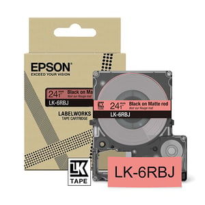 Afbeelding van Epson LK-6RBJ matte tape zwart op rood 24 mm (origineel)
