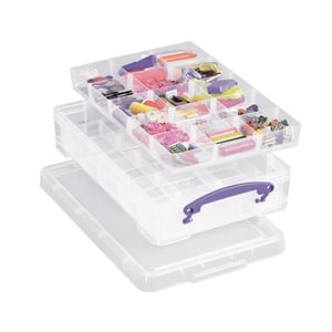 Afbeelding van Really Useful Box opbergdoos | met 2 dividers | polypropyleen | transparant | 4 liter