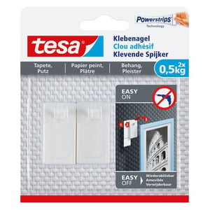 Afbeelding van Tesa klevende spijker | gevoelige oppervlakken | wit | 0,5 kg (per stuk) | 2 stuks