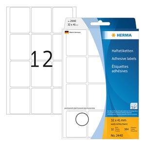 Afbeelding van Herma 2440 multifunctionele etiketten | 32 x 41 mm | wit | 384 etiketten