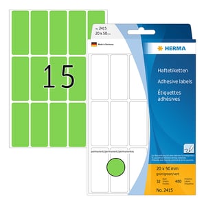 Afbeelding van Herma 2415 multifunctionele etiketten | 20 x 50 mm | groen | 480 etiketten