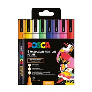Afbeelding van POSCA PC-3M verfmarkerset | Pop kleuren | ronde punt | 0,9 - 1,3 mm | 8 stuks