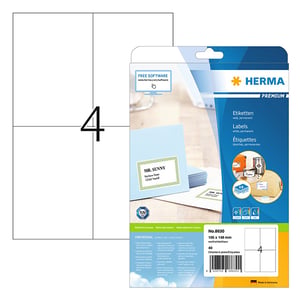 Afbeelding van Herma Premium 8630 permanent hechtende etiketten | A4 | 105 x 148 mm | wit | 40 etiketten