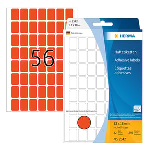 Afbeelding van Herma 2342 multifunctionele etiketten | 12 x 18 mm | rood | 1792 etiketten